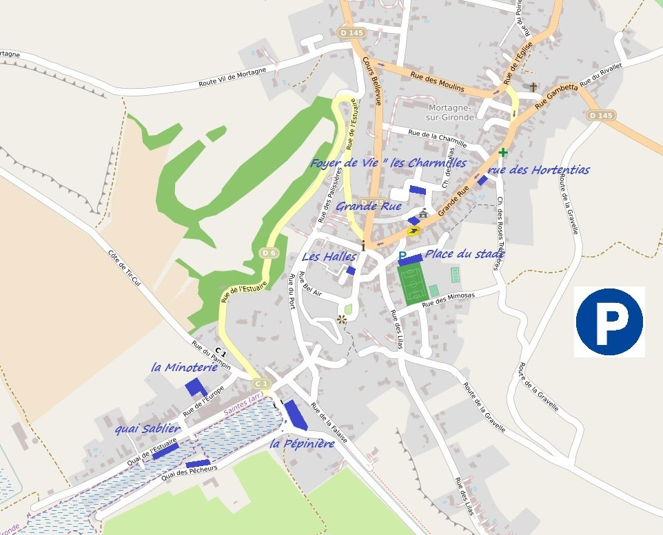 Emplacement des parkings de la commune